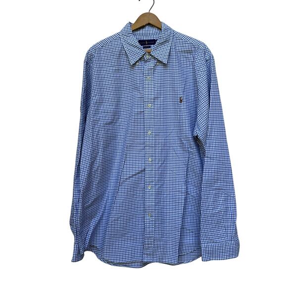 Ralph Lauren Classic Fit Check Shirt XXL Blue Long Sleeve - Picture 1 of 4